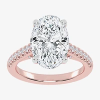 (G-H / Vs2-Si1) Womens 3 1/3 Ct. T.W. Lab Grown White Diamond 14K Gold Oval Side Stone Engagement Ring