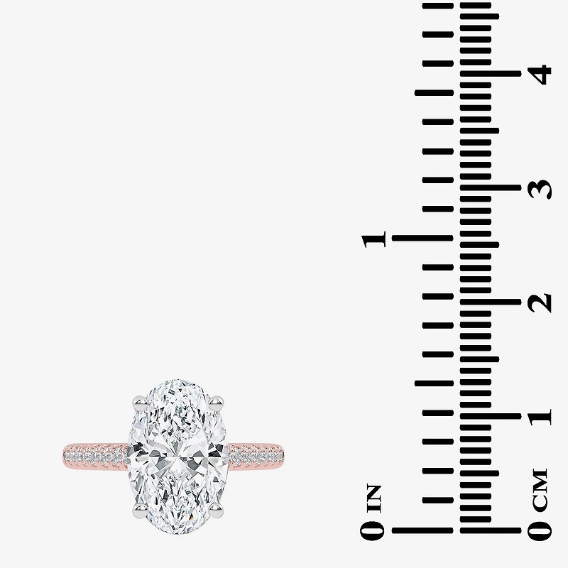 (G-H / Vs2-Si1) Womens 3 1/3 Ct. T.W. Lab Grown White Diamond 14K Gold Oval Side Stone Engagement Ring