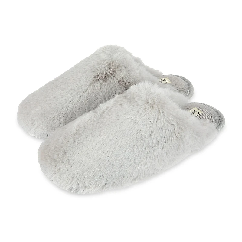 JS Jessica Simpson High Plush Scuff With Jersey Womens Slip-On Slippers