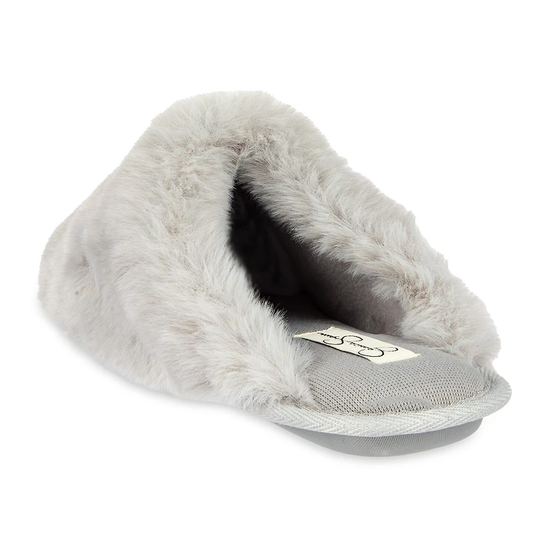 JS Jessica Simpson High Plush Scuff With Jersey Womens Slip-On Slippers