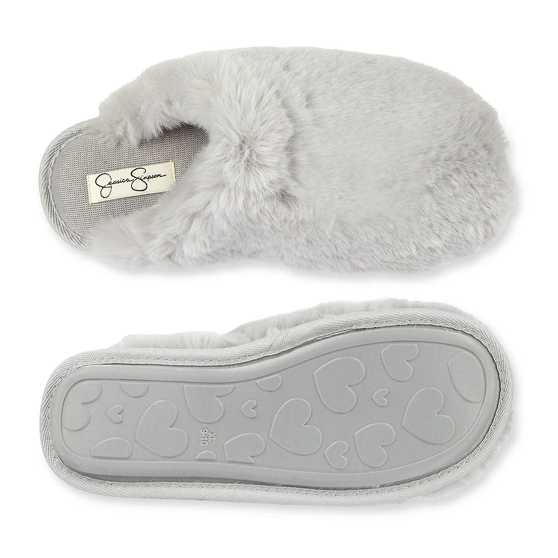 JS Jessica Simpson High Plush Scuff With Jersey Womens Slip-On Slippers