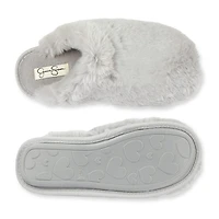 JS Jessica Simpson High Plush Scuff With Jersey Womens Slip-On Slippers