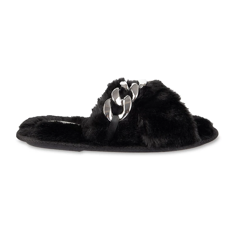 JS Jessica Simpson Oversized Chain Plush Womens Slip-On Slippers