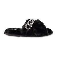 JS Jessica Simpson Oversized Chain Plush Womens Slip-On Slippers