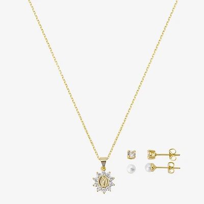 Gratitude & Grace Virgin Mary Our Lady Of Guadalupe Girls Cubic Zirconia 14K Gold Over Brass Round 3-pc. Jewelry Set