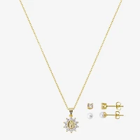 Gratitude & Grace Virgin Mary Our Lady Of Guadalupe Girls Cubic Zirconia 14K Gold Over Brass Round 3-pc. Jewelry Set