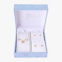 Gratitude & Grace Girls Pink Cubic Zirconia 14K Gold Over Brass Butterfly 3-pc. Jewelry Set