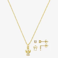 Gratitude & Grace Girls Cubic Zirconia 14K Gold Over Brass Angel 3-pc. Jewelry Set