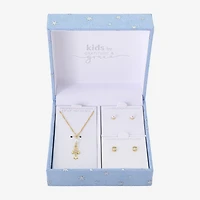 Gratitude & Grace Girls Cubic Zirconia 14K Gold Over Brass Cross 3-pc. Jewelry Set