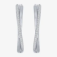 G-H, Si2-I1 Womens 1/4 CT. T.W. Lab Grown White Diamond Sterling Silver 28.2mm Round Hoop Earrings