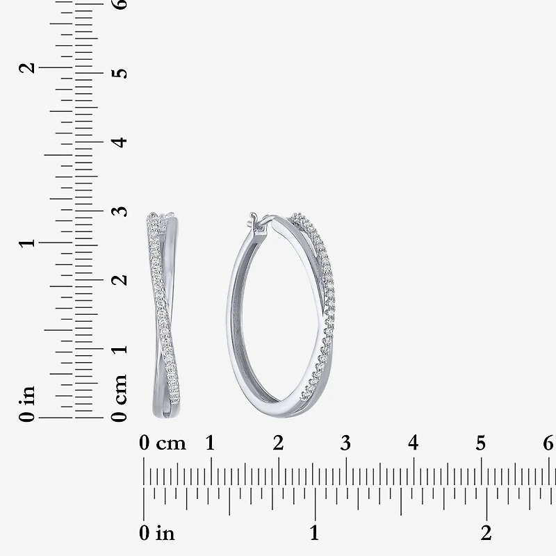 G-H, Si2-I1 Womens 1/4 CT. T.W. Lab Grown White Diamond Sterling Silver 28.2mm Round Hoop Earrings