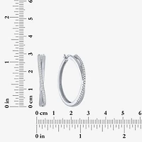 G-H, Si2-I1 Womens 1/4 CT. T.W. Lab Grown White Diamond Sterling Silver 28.2mm Round Hoop Earrings