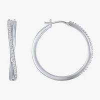 G-H, Si2-I1 Womens 1/4 CT. T.W. Lab Grown White Diamond Sterling Silver 28.2mm Round Hoop Earrings