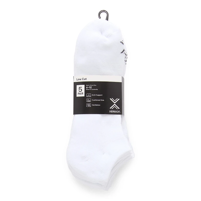 Xersion Running Mens Multi-Pack 5 Pair Low Cut Socks