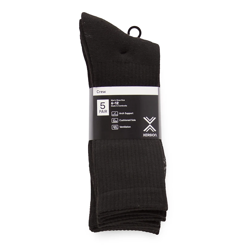 Xersion Running Mens 5 Pair Crew Socks