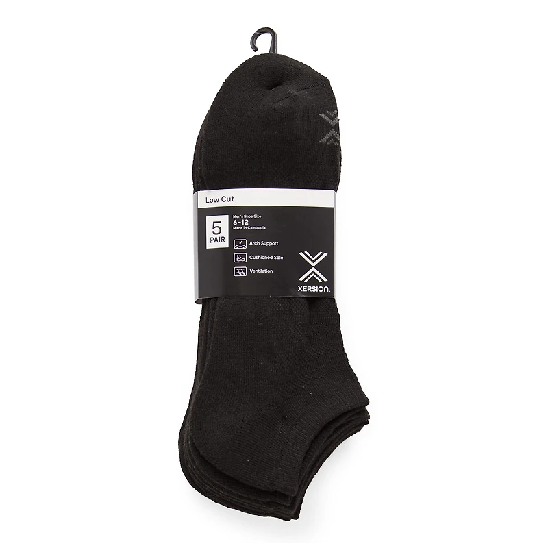 Xersion Running Mens Multi-Pack 5 Pair Low Cut Socks