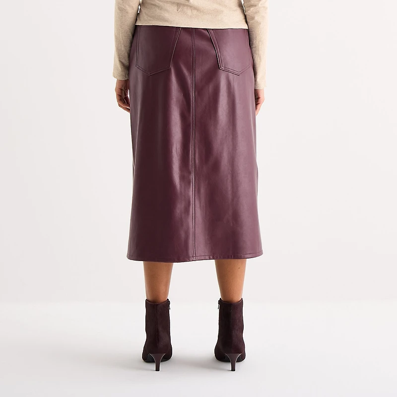 a.n.a Womens High Rise Long Faux Leather Pencil Skirt