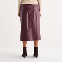 a.n.a Womens High Rise Long Faux Leather Pencil Skirt