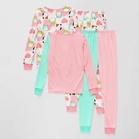 Little & Big Kid Girls Squishmallows Fleece Crew Neck Long Sleeve 4-pc. Pajama Set