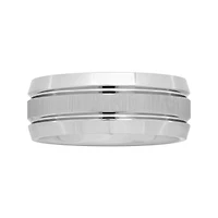 Personalized Mens 9mm Comfort Fit Tungsten Carbide Double Groove Wedding Band