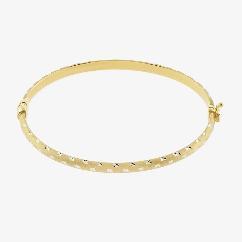 Diamond Cut Womens 14K Two Tone Gold Over Silver Bangle Bracelet