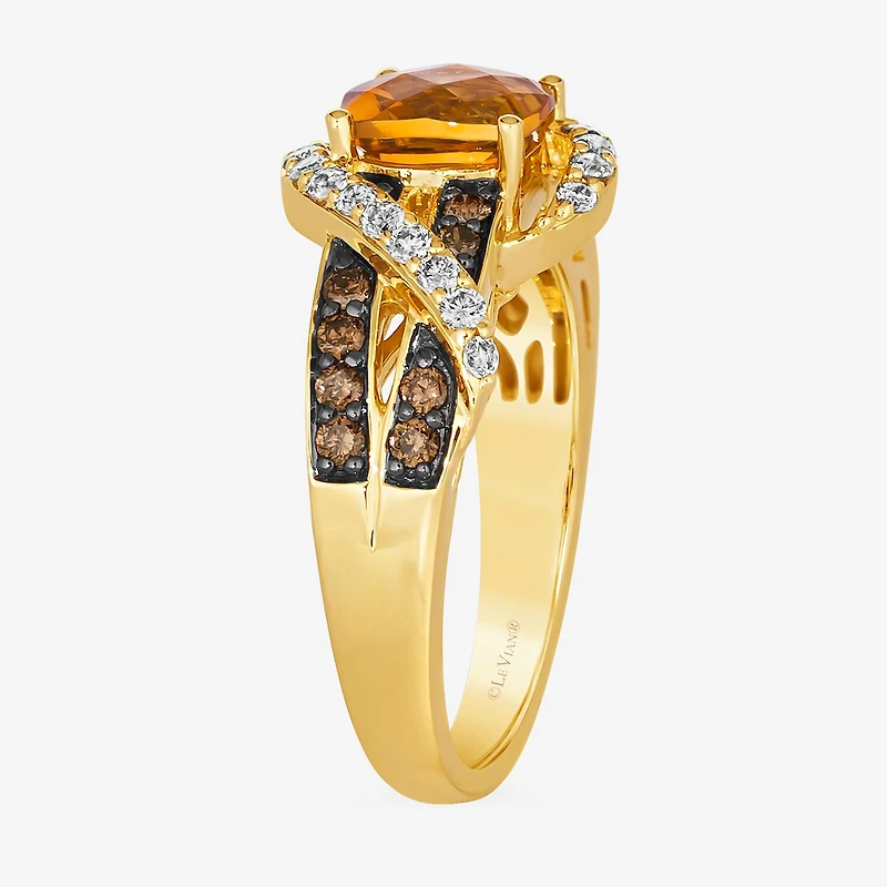 Le Vian® Ring featuring 1 CT. Cinnamon Citrine® 1/3 Nude Diamonds™ Chocolate Diamonds® set 14K Honey Gold™