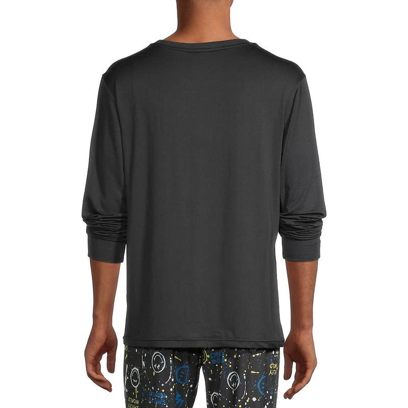 SmileyWorld Mens Crew Neck Long Sleeve 2-pc. Pajama Set