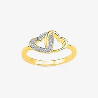 Womens Diamond Accent Natural White Diamond 10K Gold Heart Cocktail Ring