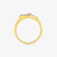 Womens Diamond Accent Natural White Diamond 10K Gold Heart Cocktail Ring