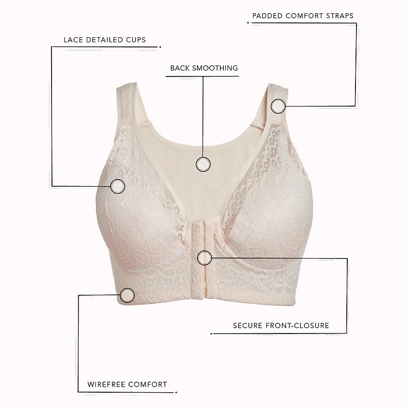 Leading Lady® The Lora - Back Smoothing Lace Front-Closure Bra- 5531