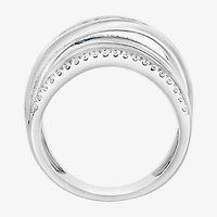 Effy Final Call  Womens Genuine Blue Sapphire & 1/3 CT. T.W. Natural Diamond 14K White Gold Cocktail Ring