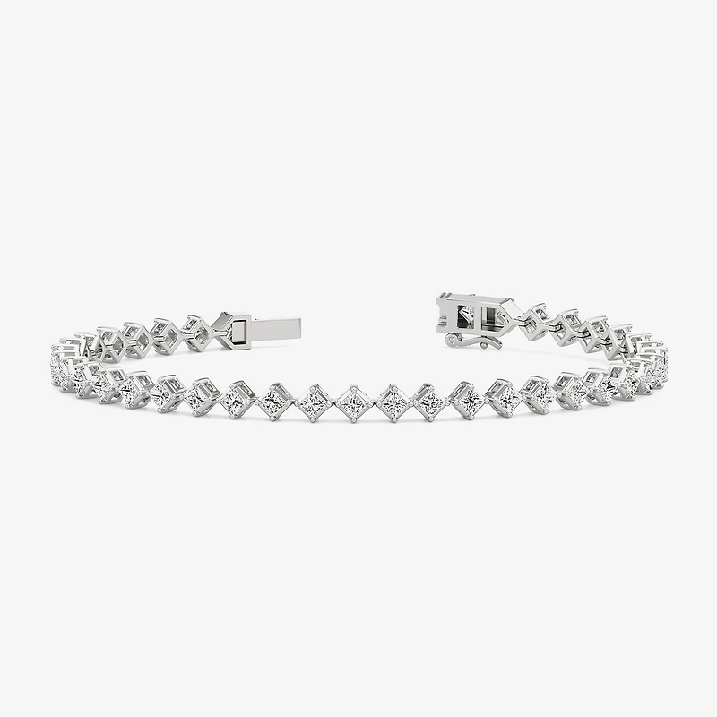F / Si2) Womens 5 CT. T.W. Lab Grown White Diamond 10K Gold Diamond 7.5 Inch Tennis Bracelet