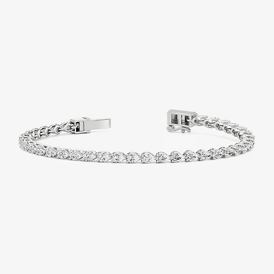 (F / Si2) Womens 5 CT. T.W. Lab Grown White Diamond 10K Gold Pear 7 3/4 Inch Tennis Bracelet