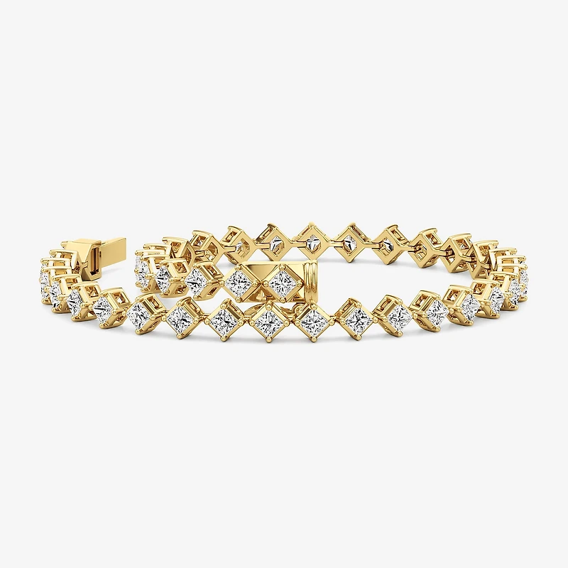 (F / Si2) Womens 5 CT. T.W. Lab Grown White Diamond 10K Gold 7.5 Inch Tennis Bracelet