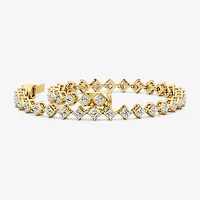 (F / Si2) Womens 5 CT. T.W. Lab Grown White Diamond 10K Gold 7.5 Inch Tennis Bracelet