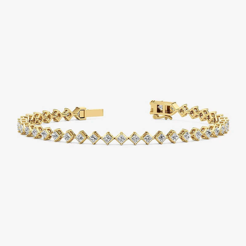 (F / Si2) Womens 5 CT. T.W. Lab Grown White Diamond 10K Gold 7.5 Inch Tennis Bracelet