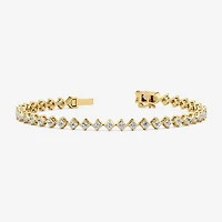 (F / Si2) Womens 5 CT. T.W. Lab Grown White Diamond 10K Gold 7.5 Inch Tennis Bracelet