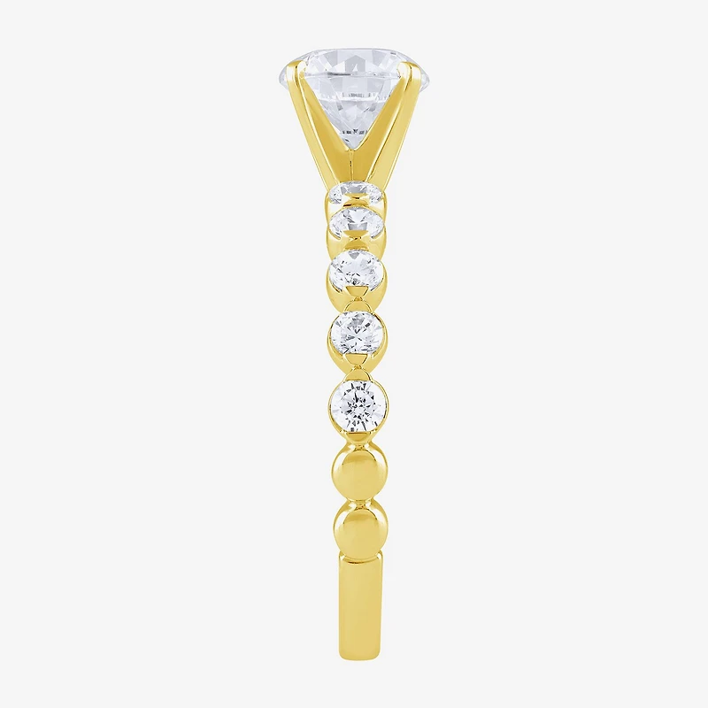 (G / Si2) Womens 2 CT. T.W. Lab Grown White Diamond 10K Gold Round Side Stone Bridal Set