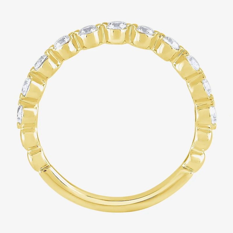 (G / Si2) Womens 2 CT. T.W. Lab Grown White Diamond 10K Gold Round Side Stone Bridal Set