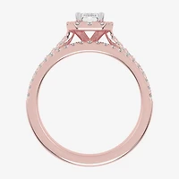 (G-H / Vs2-Si1) Womens 1 CT. T.W. Lab Grown White Diamond 10K Gold Side Stone Halo Bridal Set