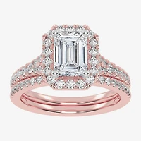 G-H / Vs2-Si1) Womens / CT. T.W. Lab Grown White Diamond 14K Gold Side Stone Halo Bridal Set