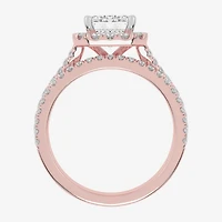 G-H / Vs2-Si1) Womens 3 3/4 CT. T.W. Lab Grown White Diamond 14K Gold Side Stone Halo Bridal Set