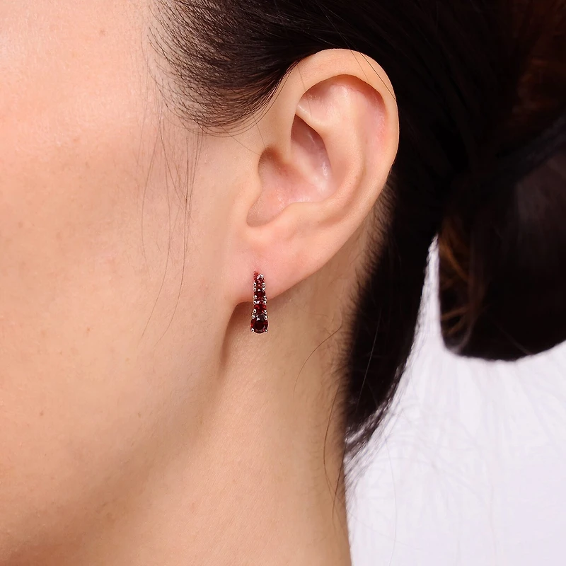 Genuine Semi Precious Stone Sterling Silver Drop Earrings