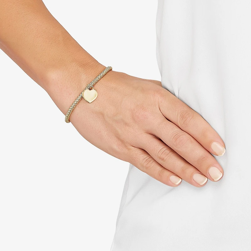 Made in Italy Womens 14K Gold Heart Charm Bracelet