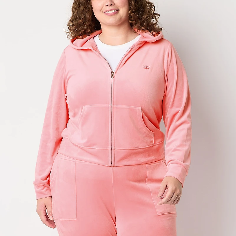 Juicy By Couture Womens Juniors Plus Midweight Track Jacket