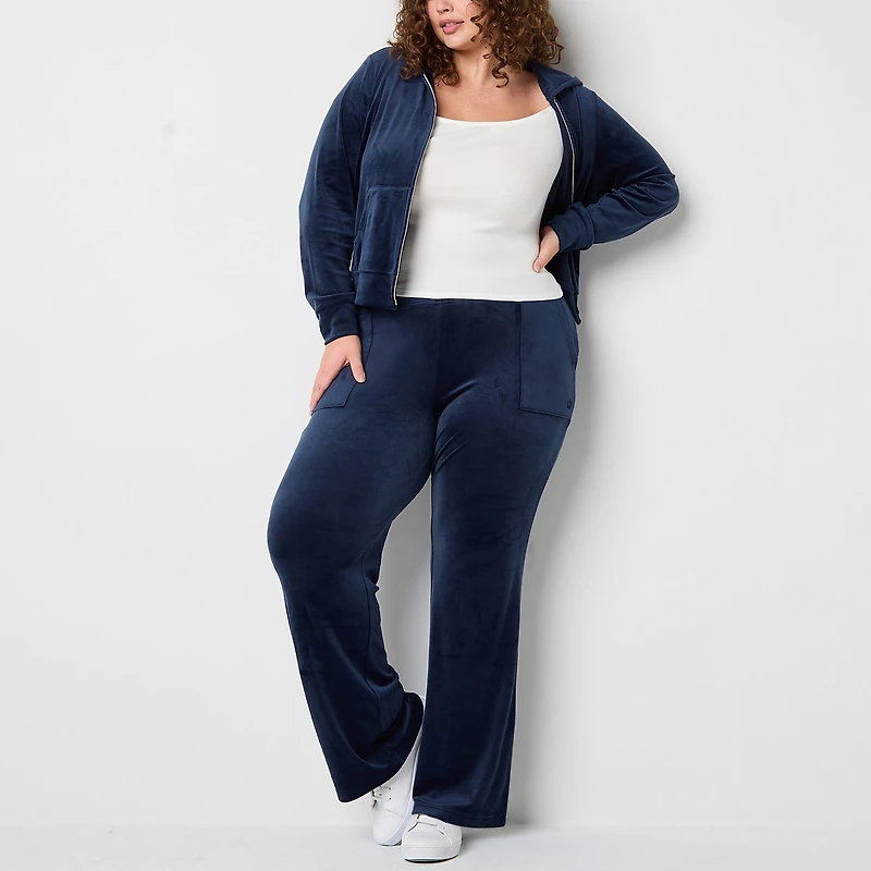 Juicy By Couture Womens Juniors Plus Straight Mid Rise Track Pant