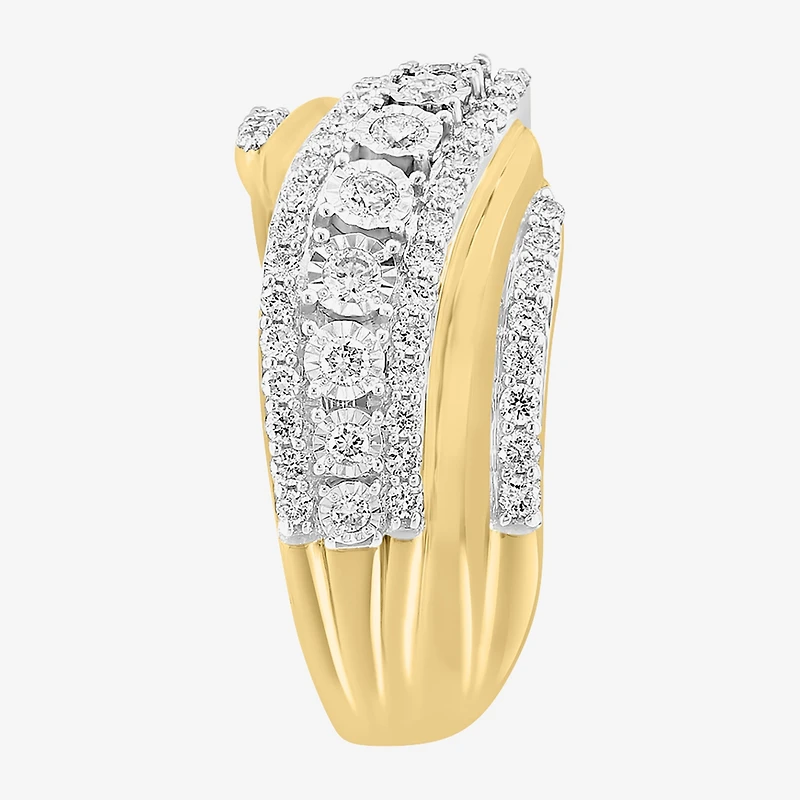 Effy Final Call Limited Quantities! Womens 5/8 CT. T.W. Natural White Diamond 14K Two Tone Gold Band
