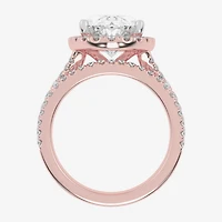 (G-H / Vs2-Si1) Womens 4 3/4 CT. T.W. Lab Grown White Diamond 14K Gold Oval Side Stone Halo Bridal Set