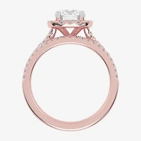 G-H / Vs2-Si1) Womens /2 CT. T.W. Lab Grown White Diamond 14K Gold Round Side Stone Halo Bridal Set