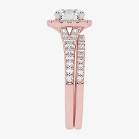 G-H / Vs2-Si1) Womens /2 CT. T.W. Lab Grown White Diamond 14K Gold Round Side Stone Halo Bridal Set